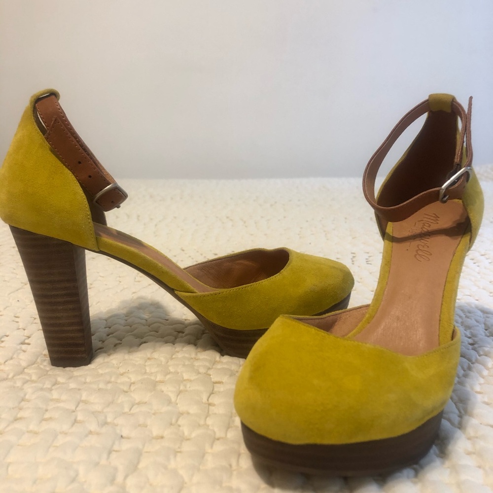 Madewell yellow suede heels